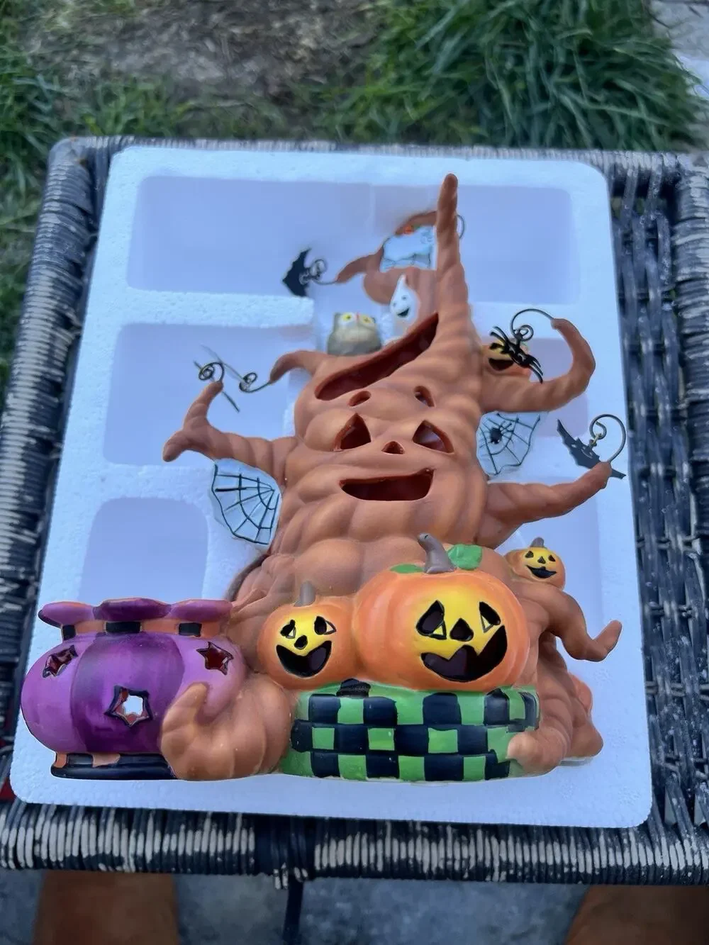 PartyLite Haunted Tealight Tree Ceramic Halloween Candle Holder #P9065 NOS
